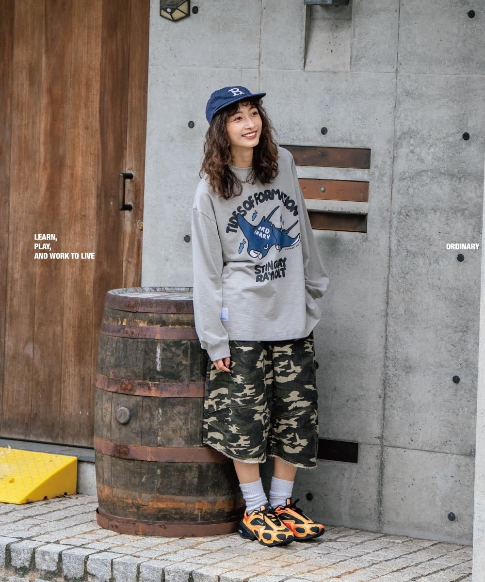 美式魟魚LOGO長TEE