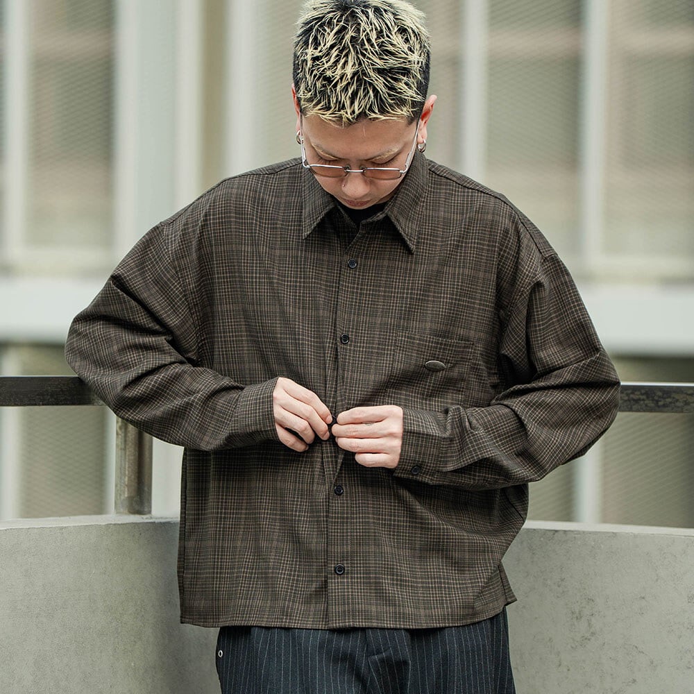 鐵牌短板格紋襯衫