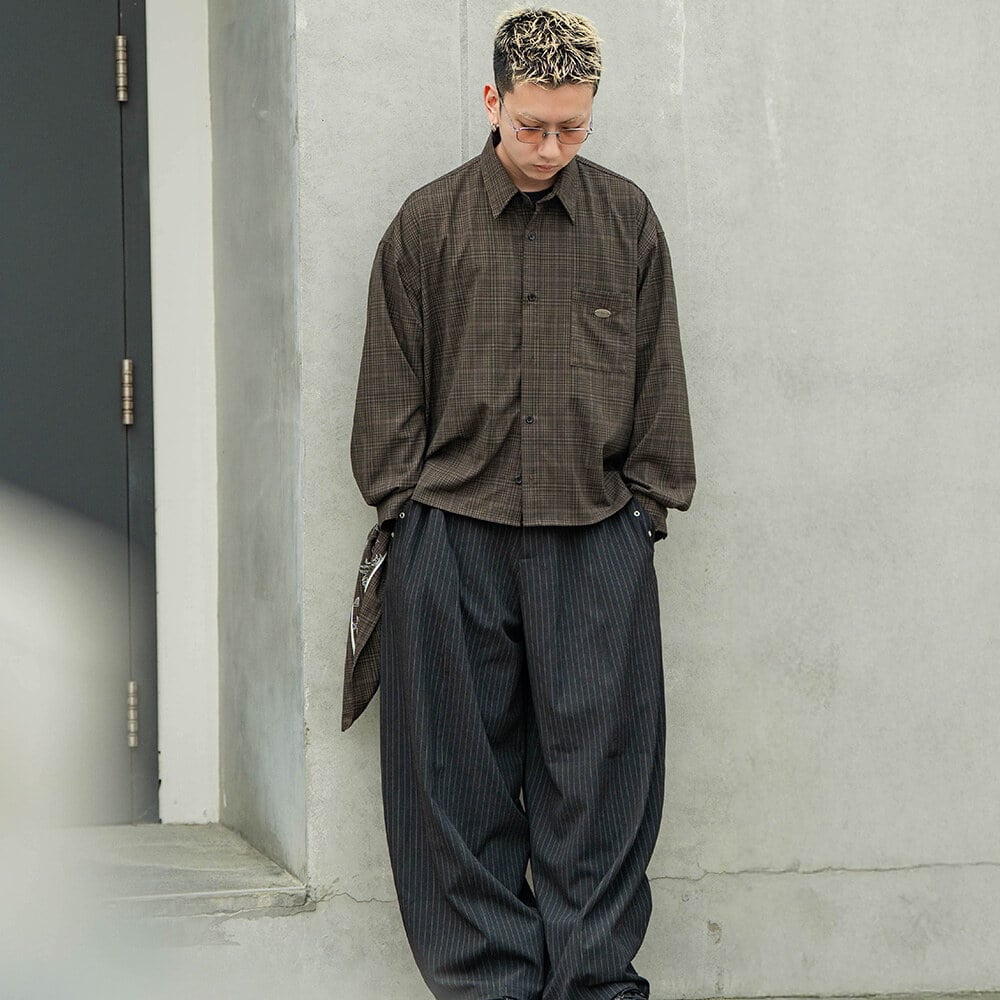 鐵牌短板格紋襯衫