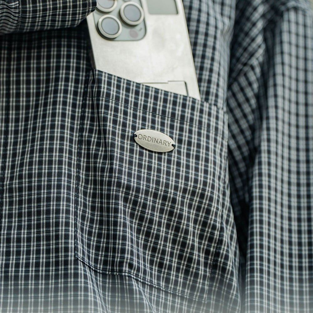 鐵牌短板格紋襯衫