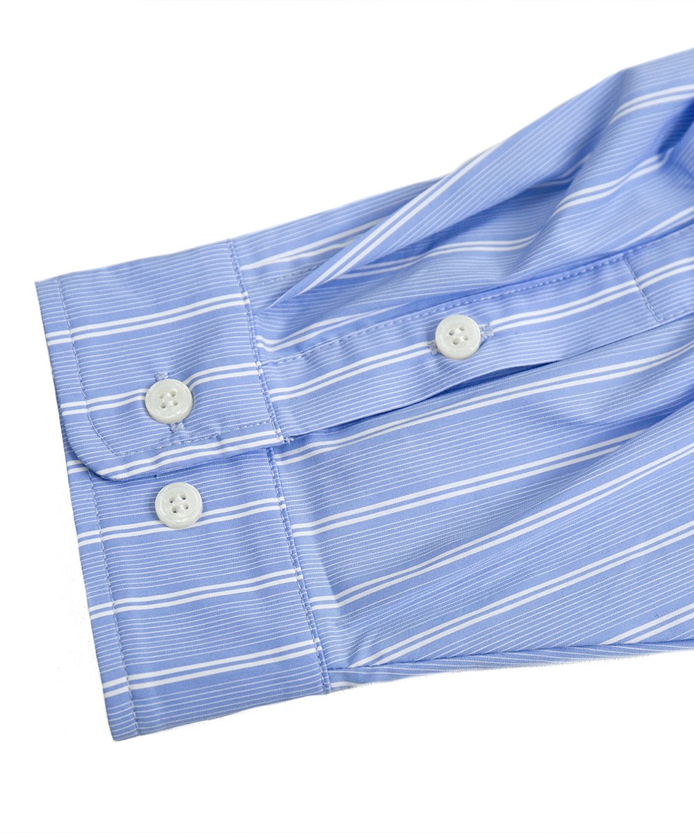 ORDINARY 口袋直紋拼接襯衫