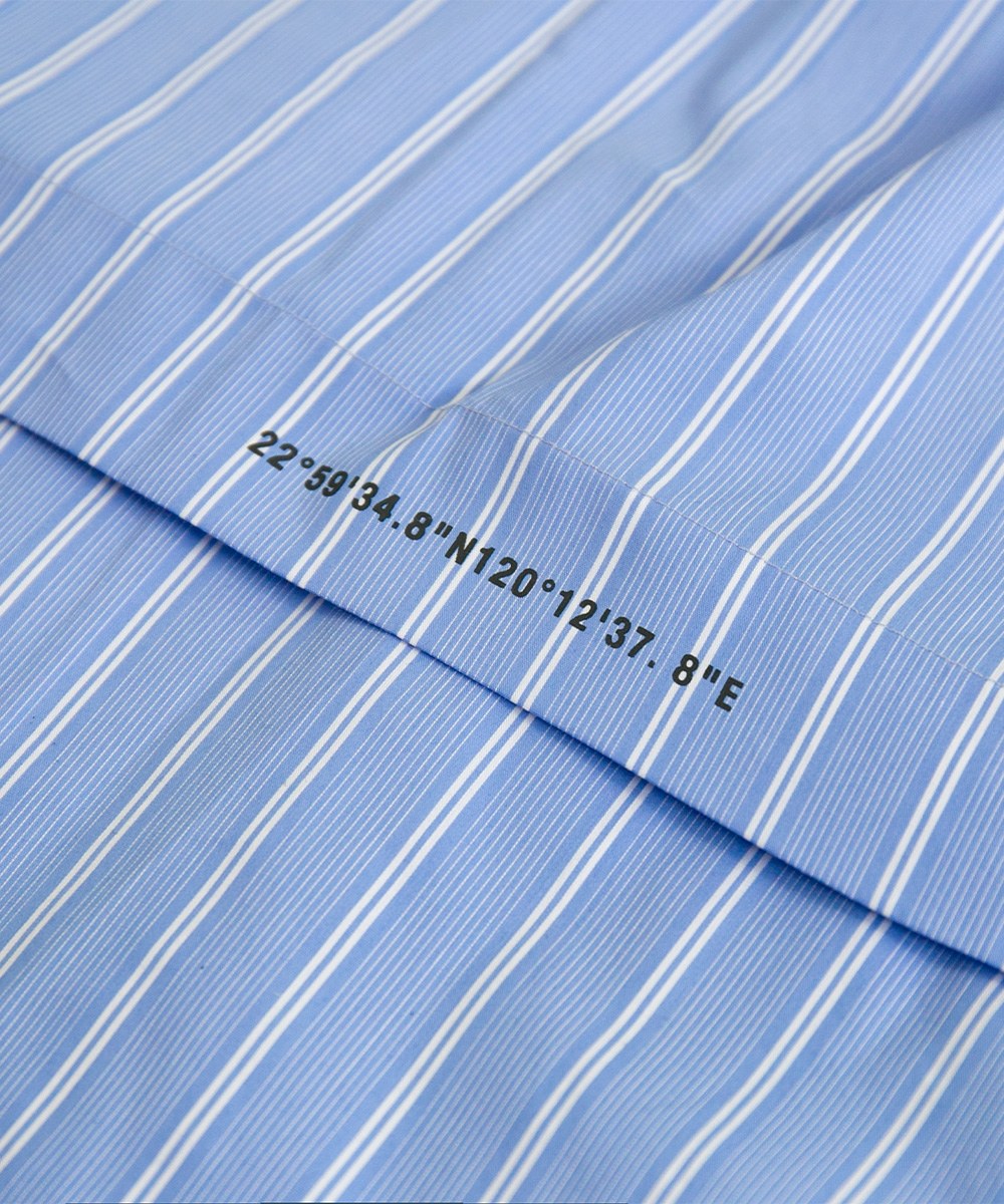 ORDINARY 口袋直紋拼接襯衫