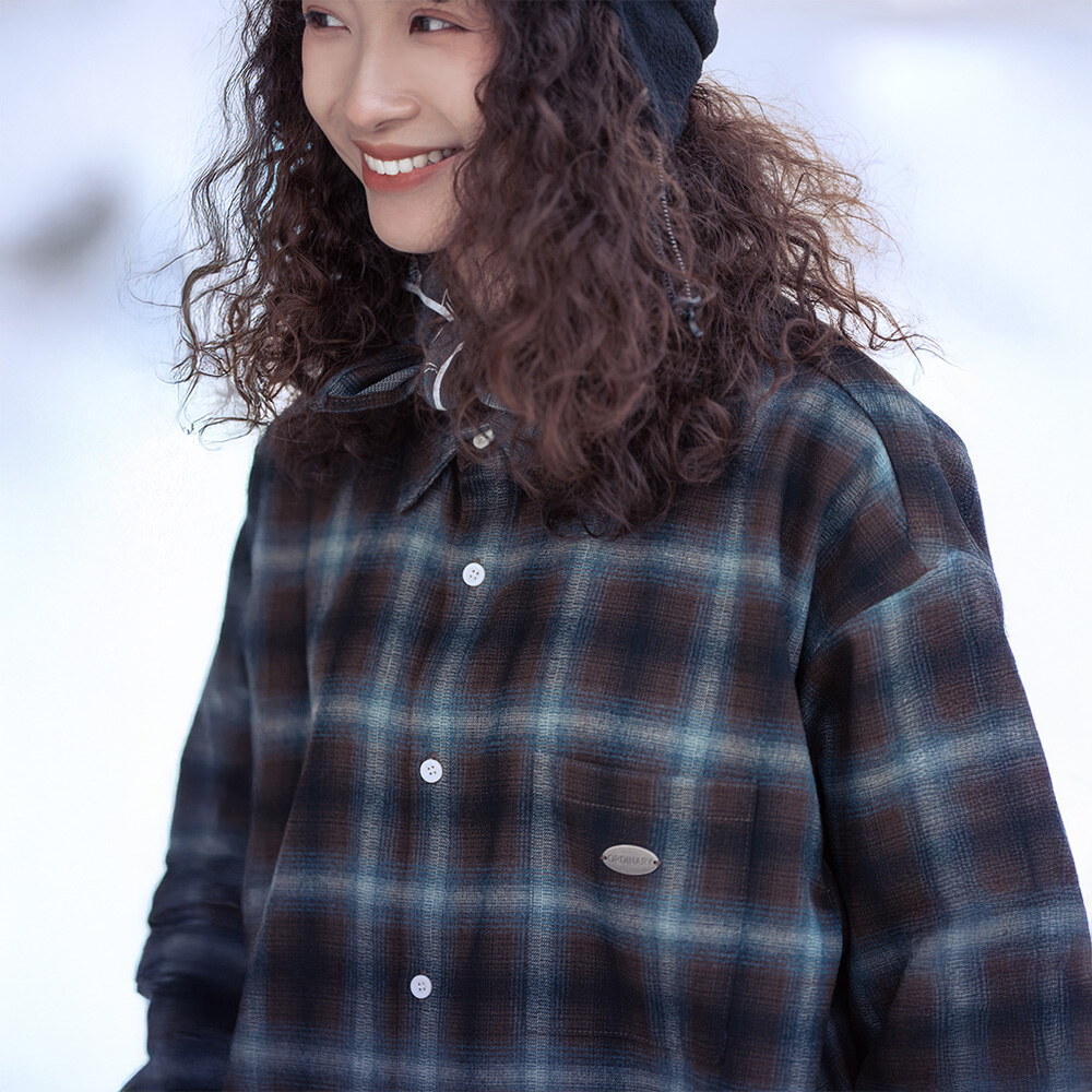 可拆頭巾格紋短版襯衫2.0