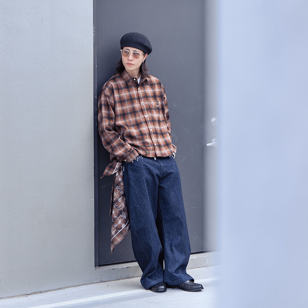 可拆頭巾格紋短版襯衫2.0