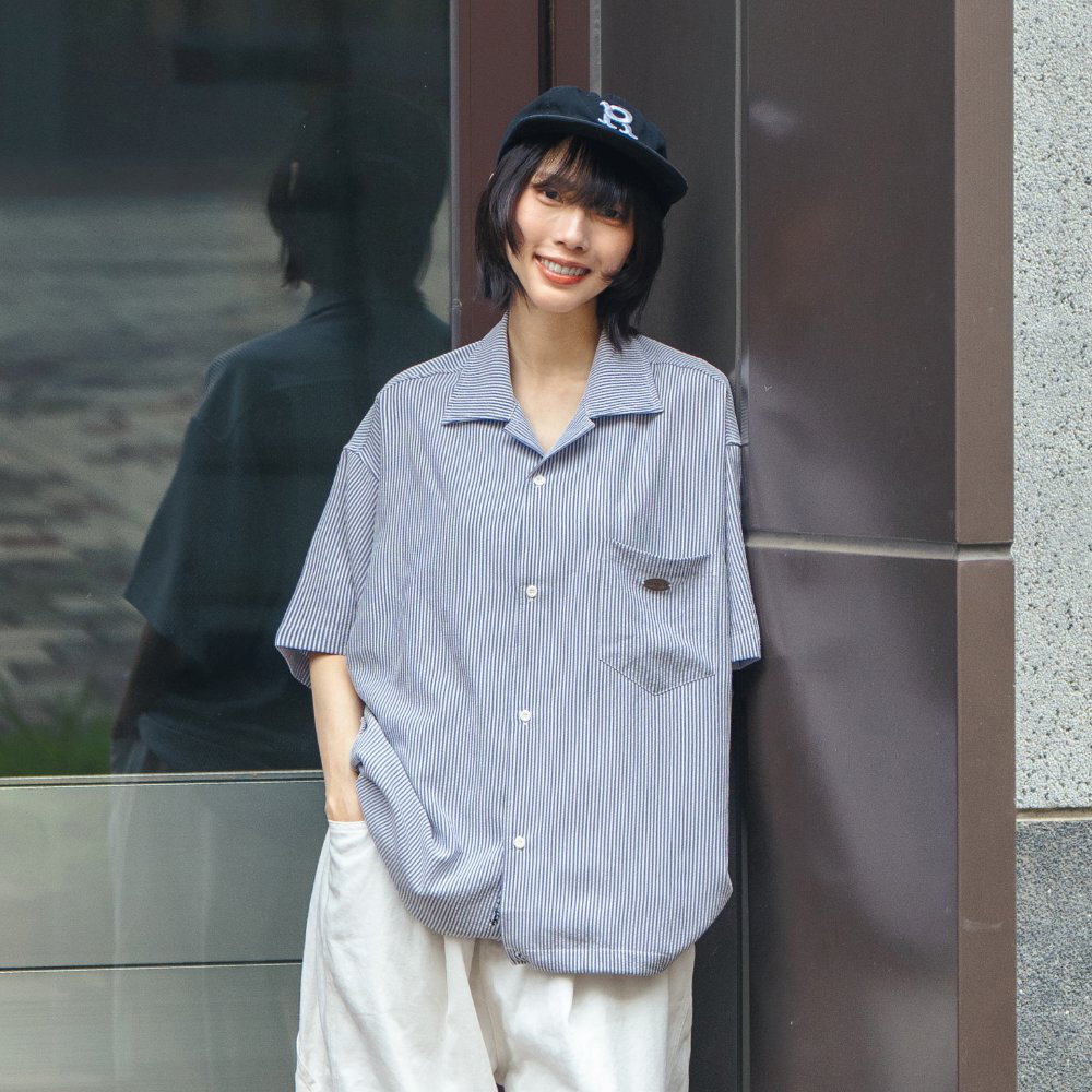 涼感泡泡紗古巴襯衫