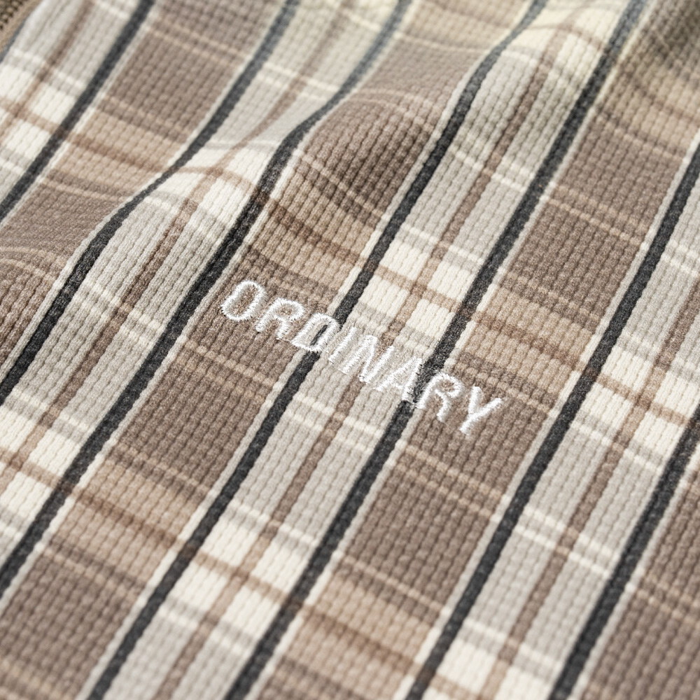 格紋水洗華夫格帽拉