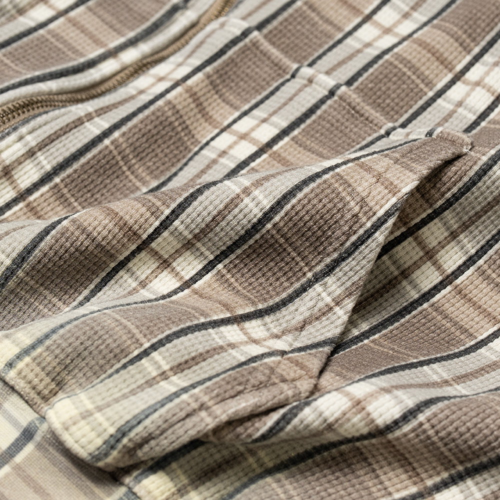 格紋水洗華夫格帽拉