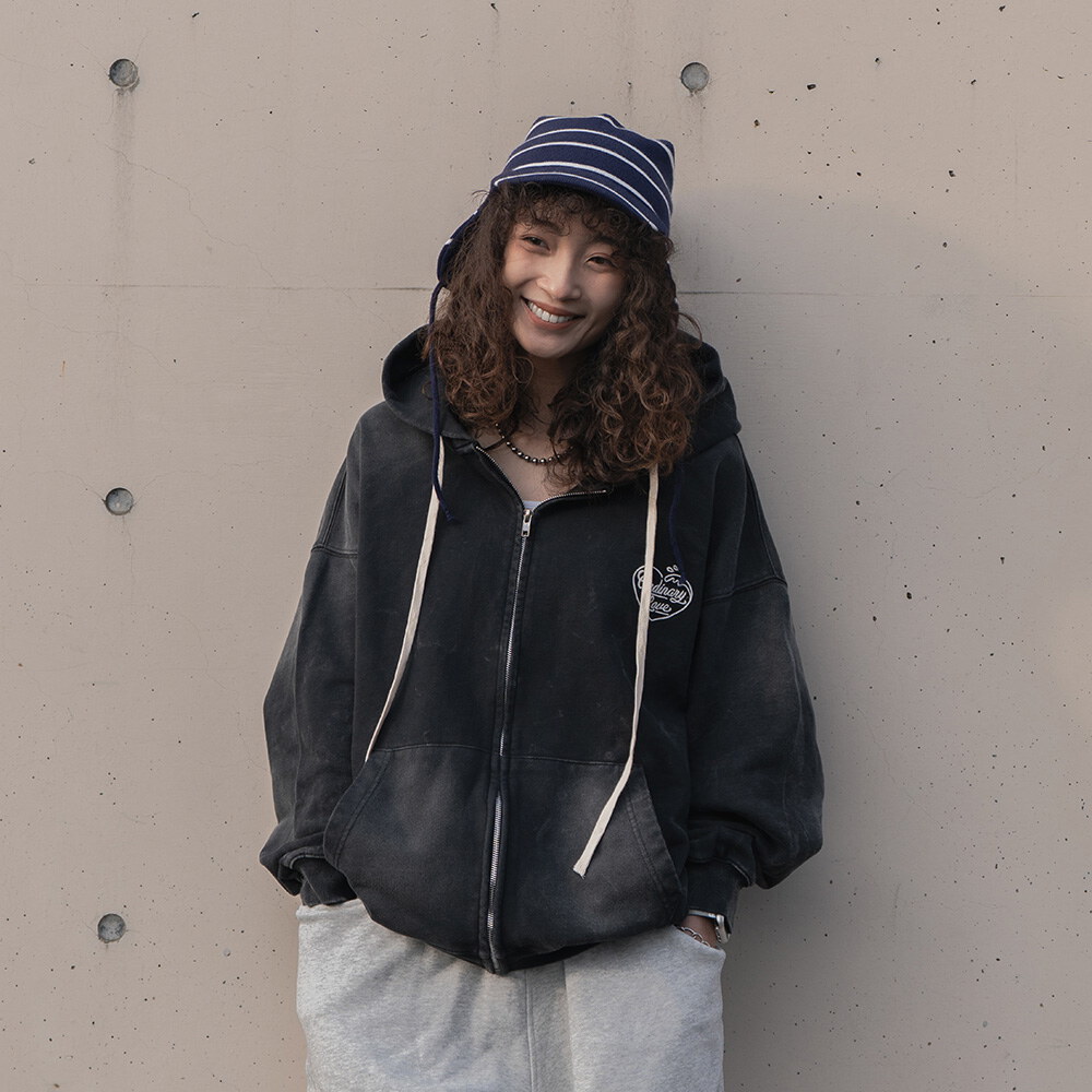 水洗鏈目繡愛心海浪帽拉