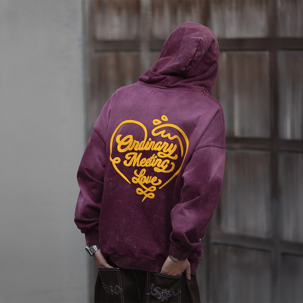 水洗鏈目繡愛心海浪帽拉