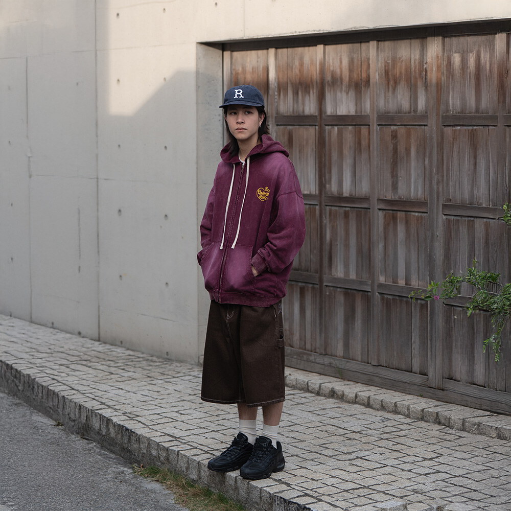 水洗鏈目繡愛心海浪帽拉