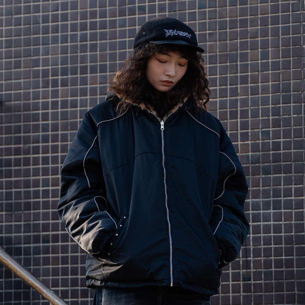 雙面豹紋卯釘貼皮外套