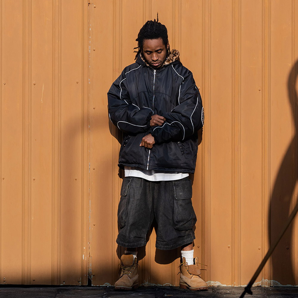 雙面豹紋卯釘貼皮外套