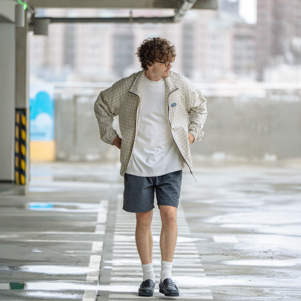 格紋輕量風衣外套