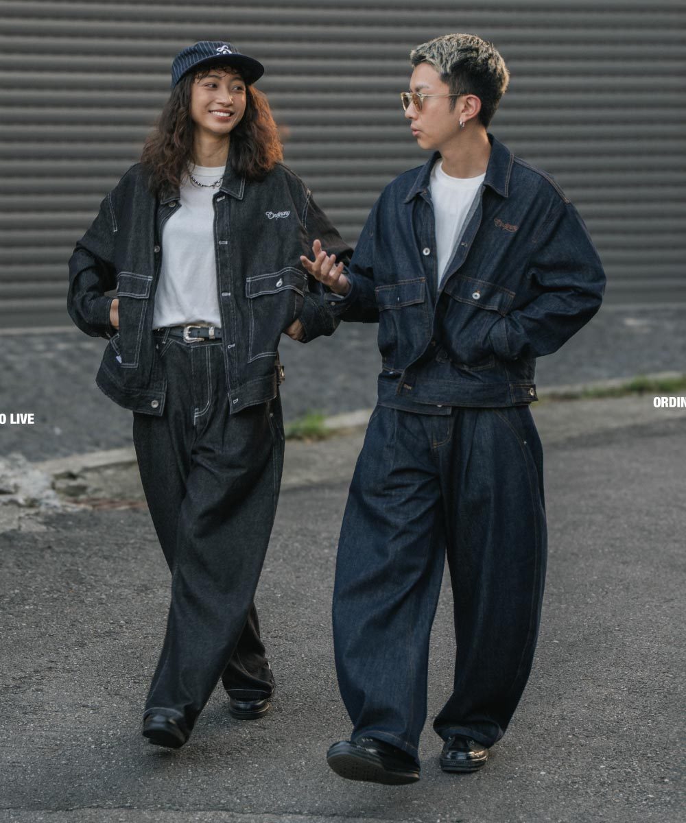 原色單寧弧度牛仔褲