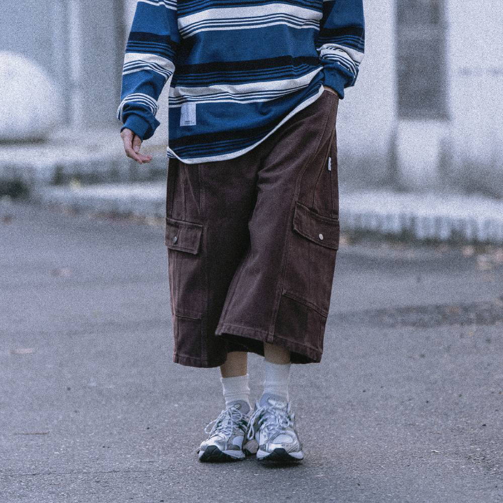 立體拼接八分工作褲