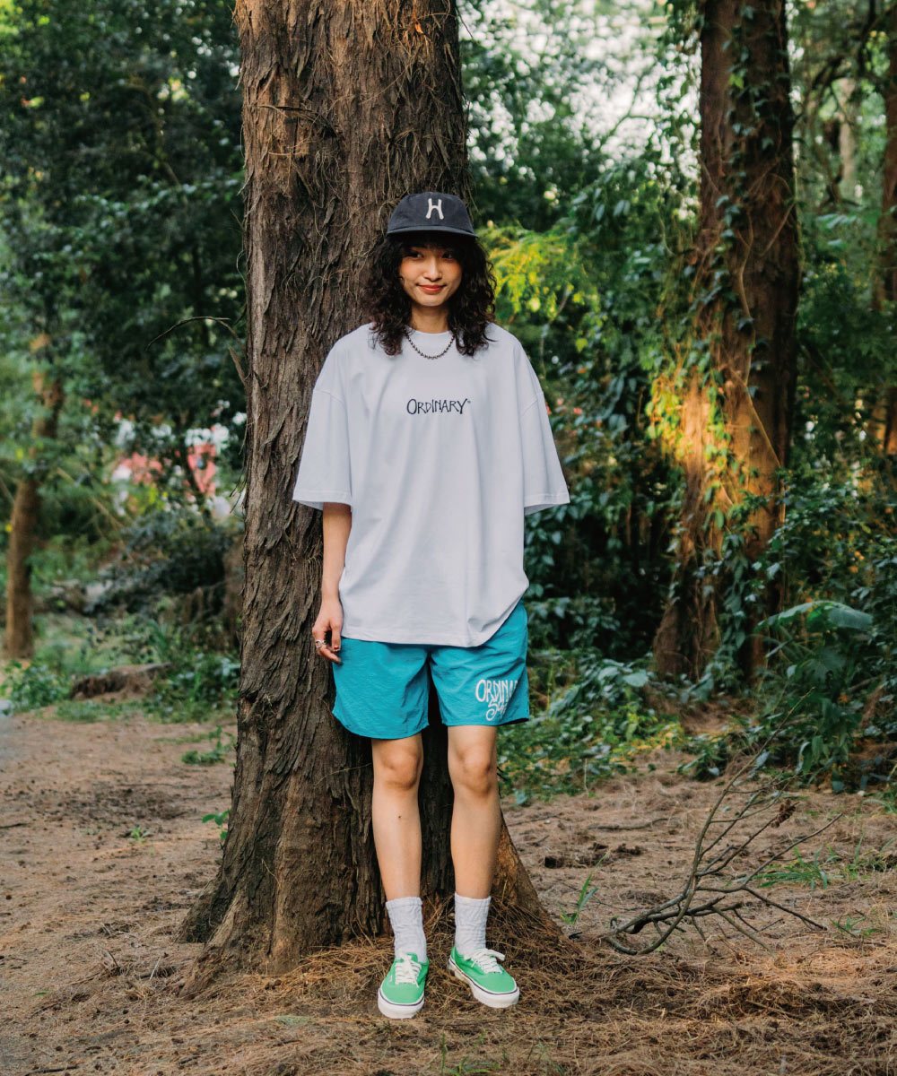 手繪草寫LOGO海灘褲