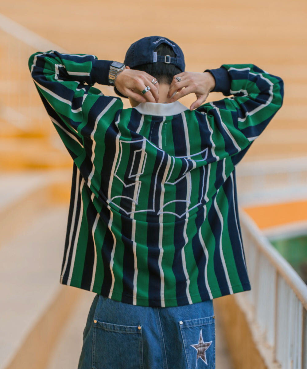 復古學院條紋POLO衫