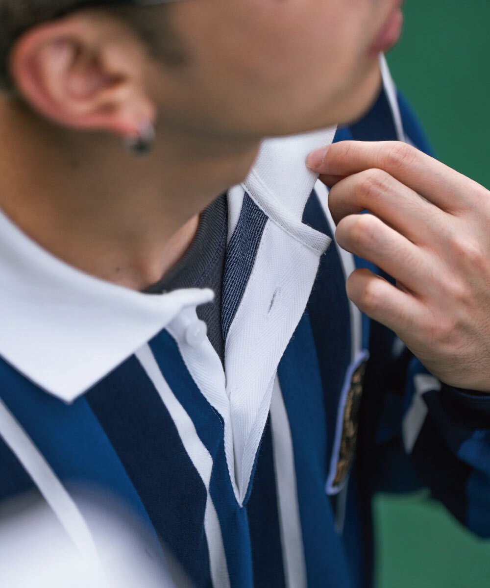 復古學院條紋POLO衫