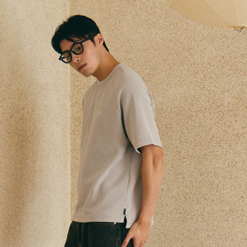 華夫格水洗Boxy TEE EMBROIDERY WAFFLE TEE