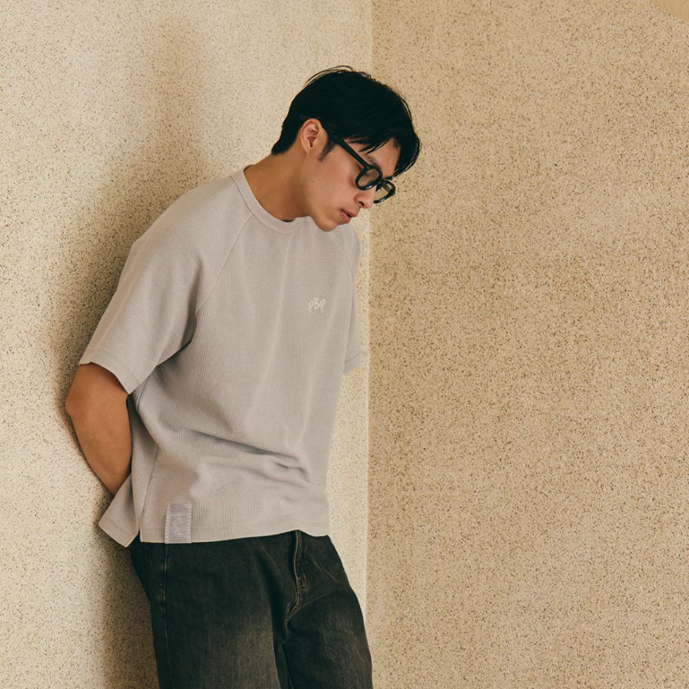 華夫格水洗Boxy TEE EMBROIDERY WAFFLE TEE