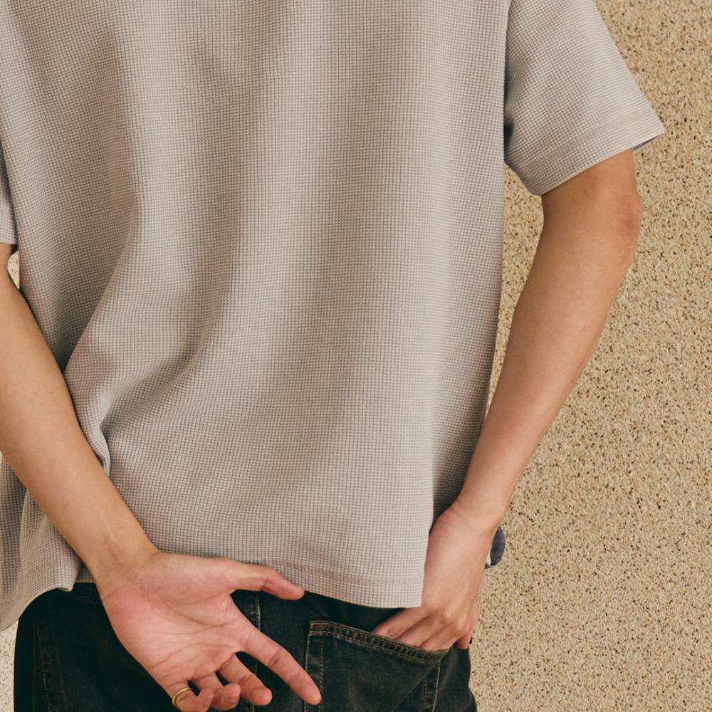 華夫格水洗Boxy TEE EMBROIDERY WAFFLE TEE