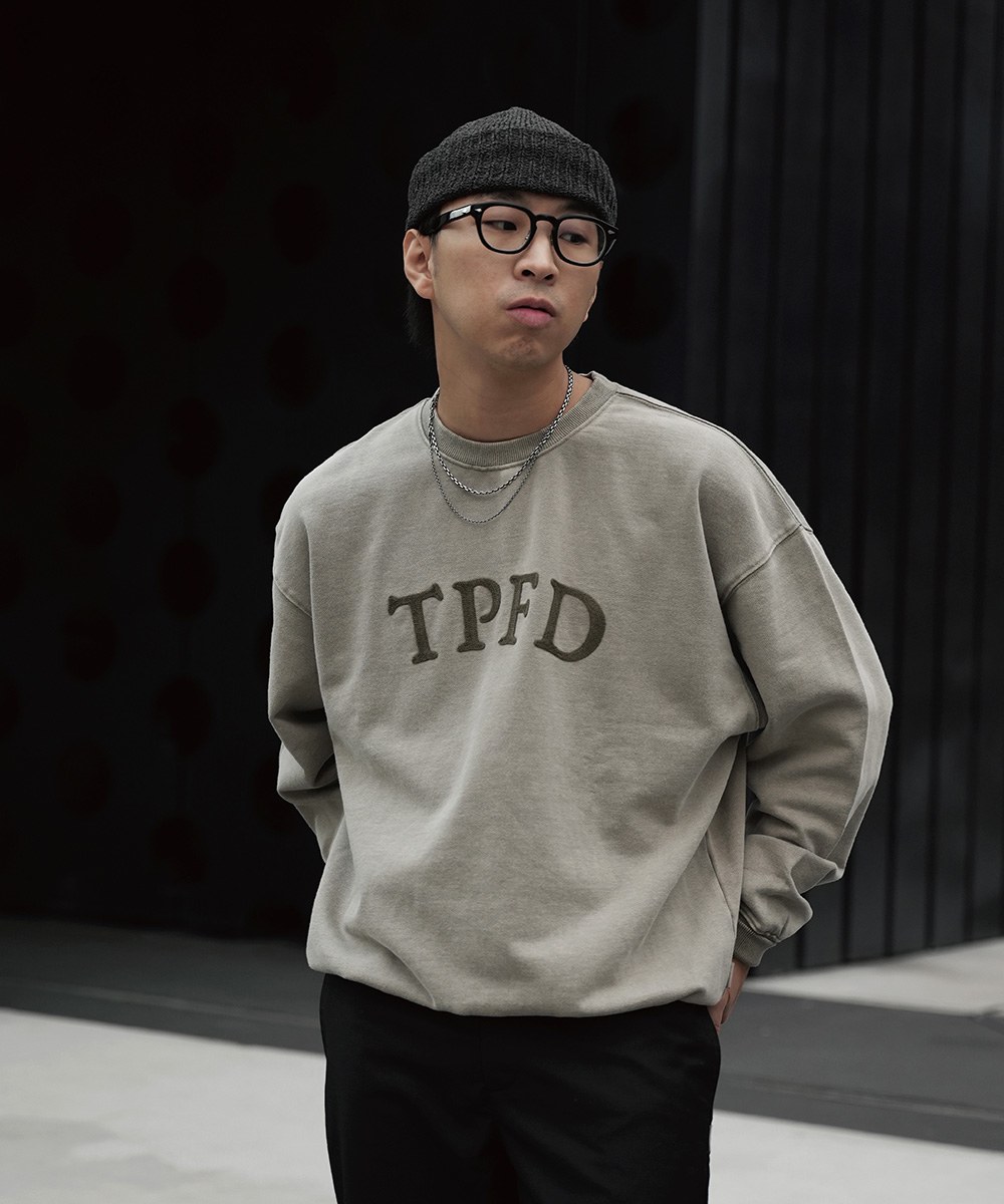 鎖鏈繡字水洗大學Ｔ TPFD VINTAGE SWEATSHIRT