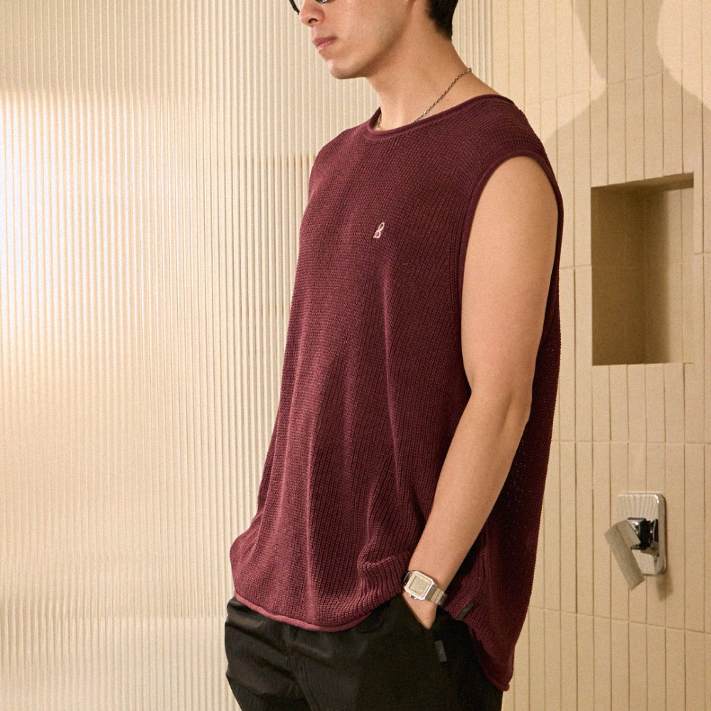 刺繡粗針織背心 LYOCELL KNIT VEST