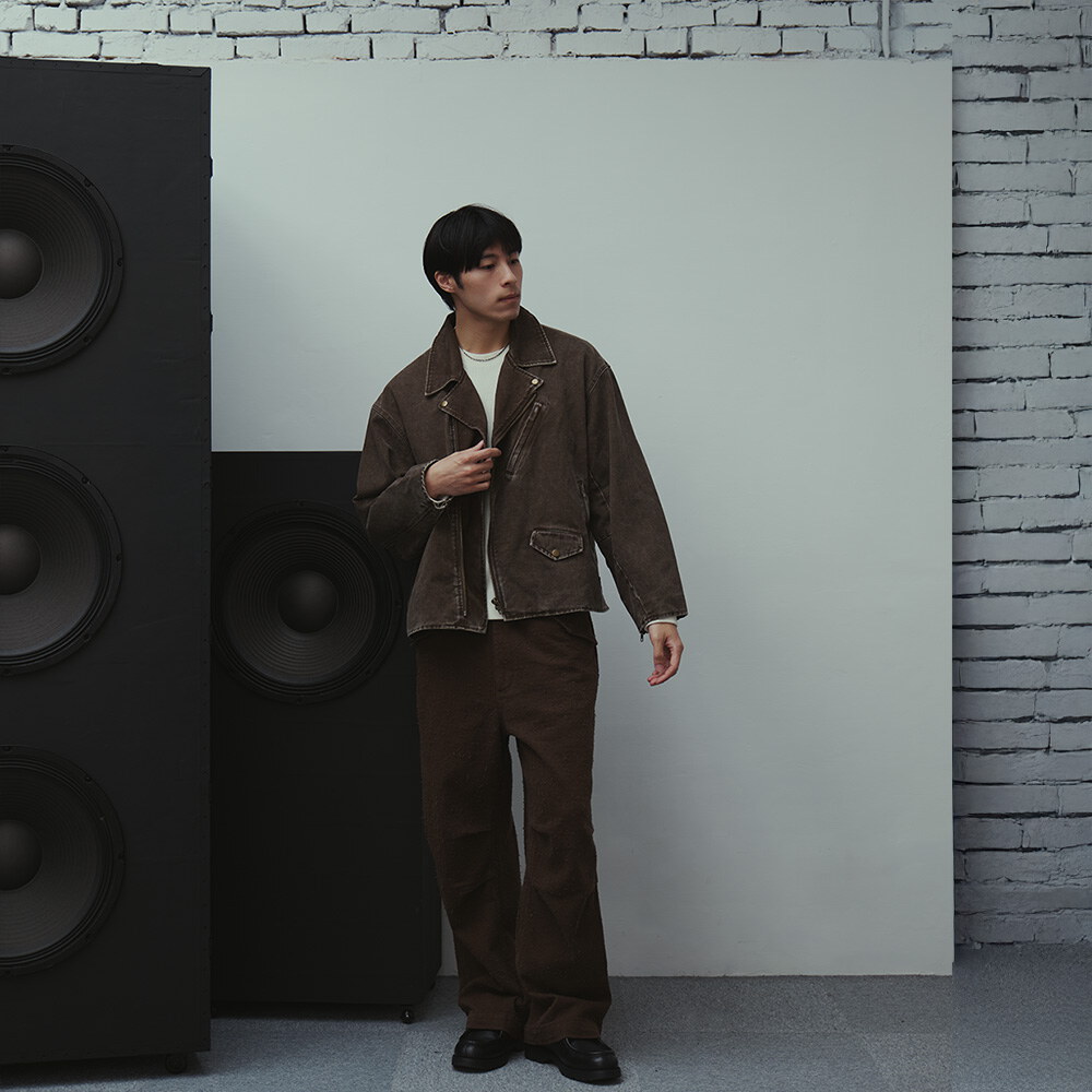 做舊翻領騎士外套 WASHED BIKER JACKET