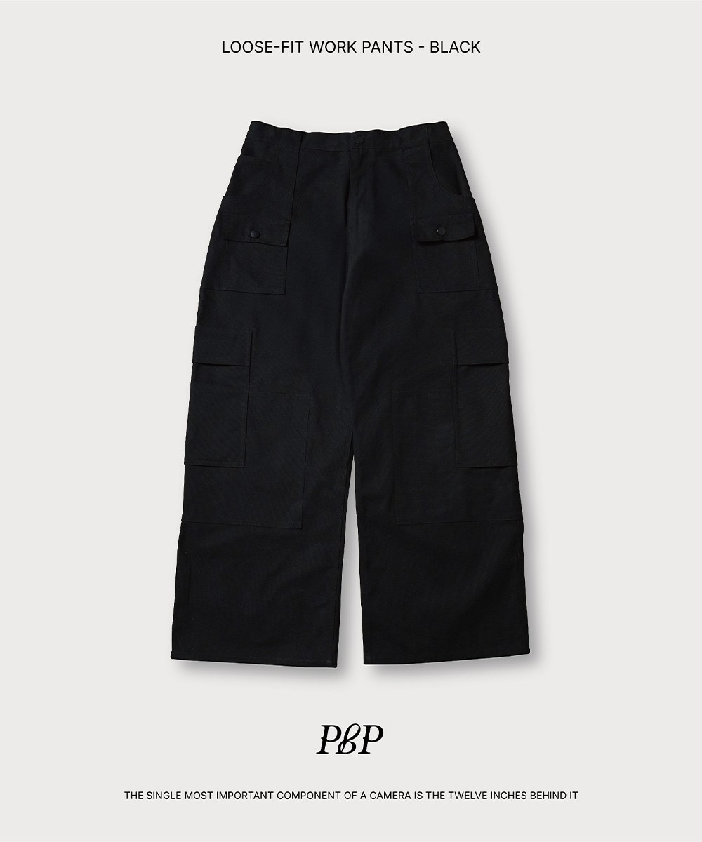 多口袋寬直筒工裝褲 LOOSE-FIT WORK PANTS