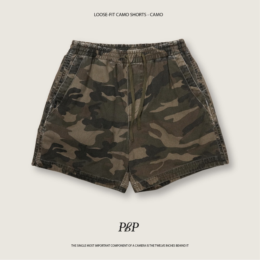迷彩短褲 LOOSE-FIT CAMO SHORTS