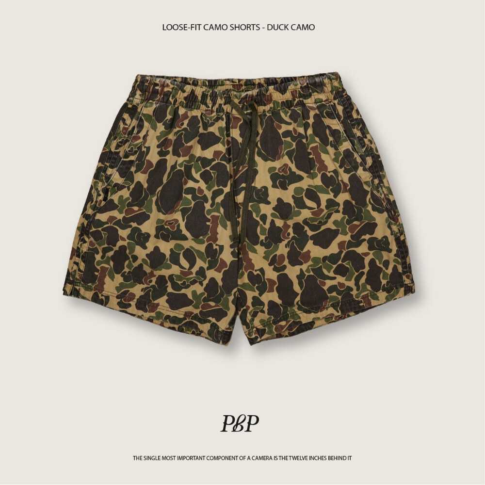 迷彩短褲 LOOSE-FIT CAMO SHORTS