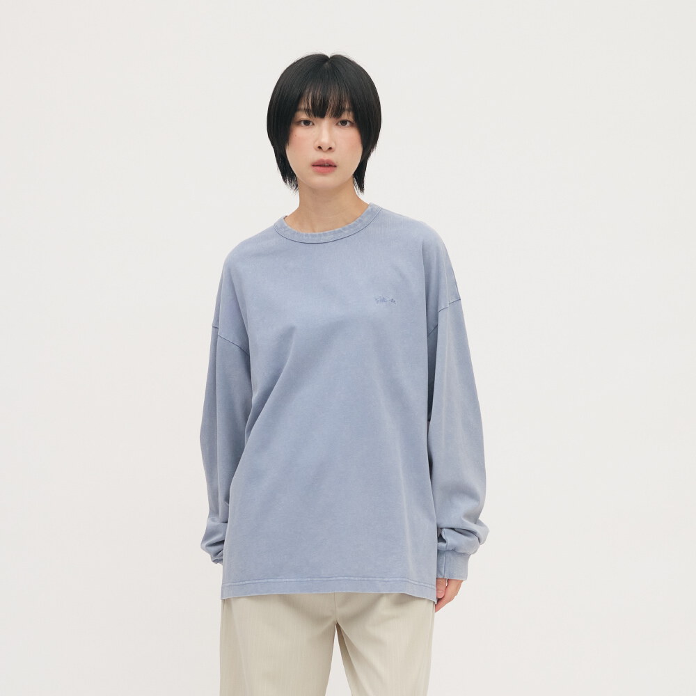 寬版刺繡水洗長TEE