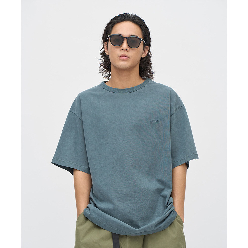 寬版刺繡水洗短TEE