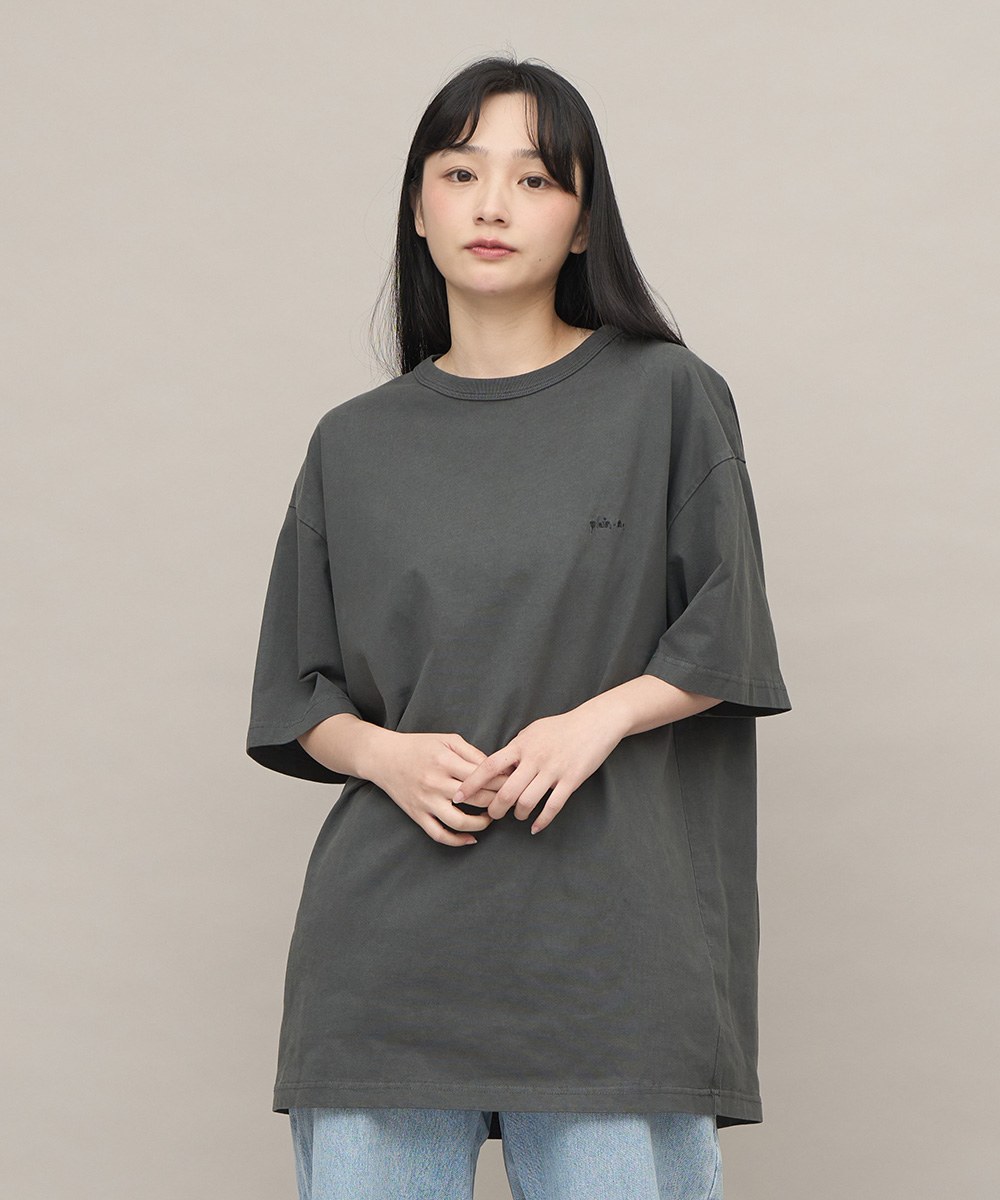 寬版刺繡水洗短TEE