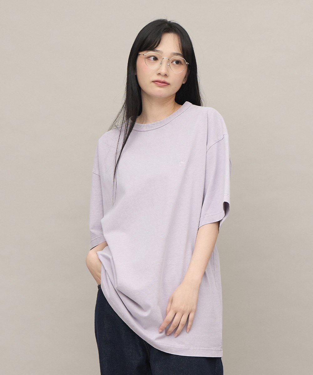 寬版刺繡水洗短TEE