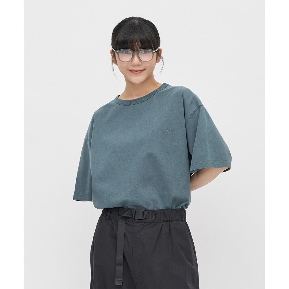 寬版刺繡水洗短TEE