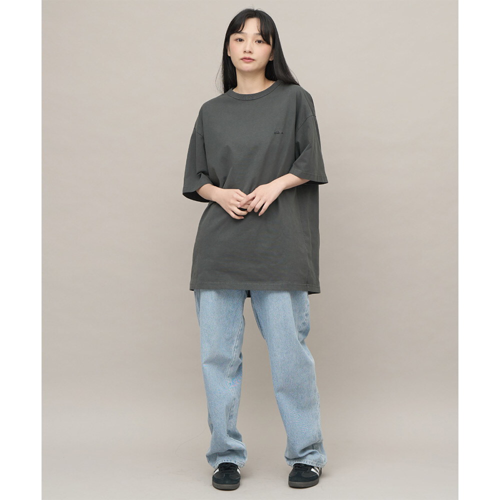 寬版刺繡水洗短TEE
