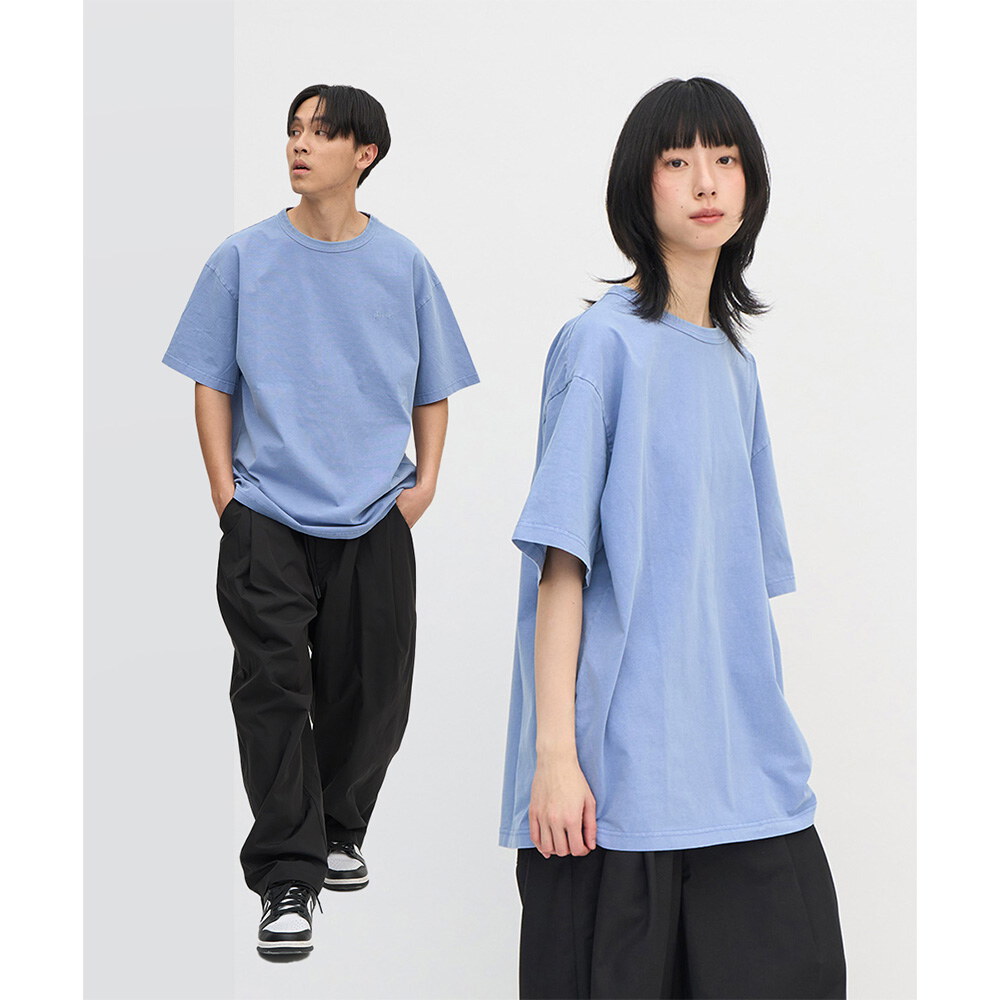 寬版刺繡水洗短TEE
