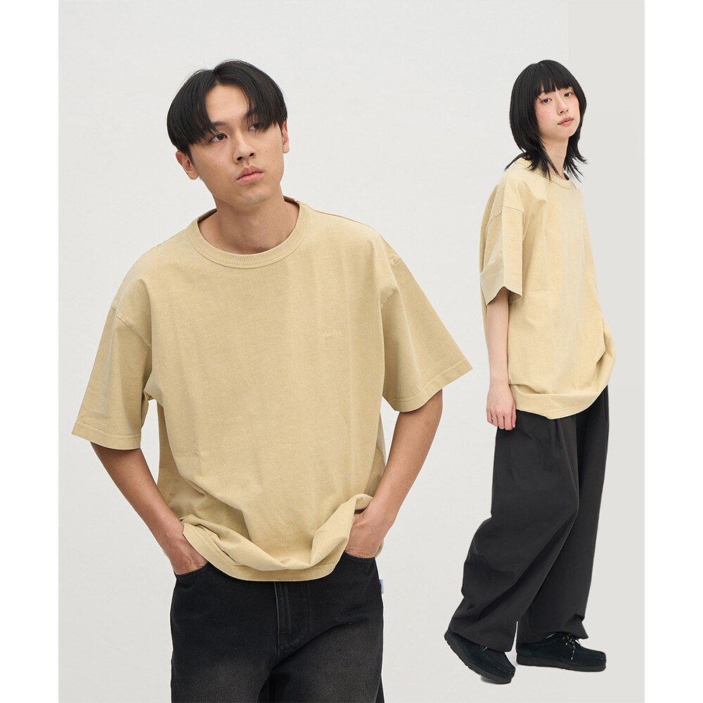 寬版刺繡水洗短TEE