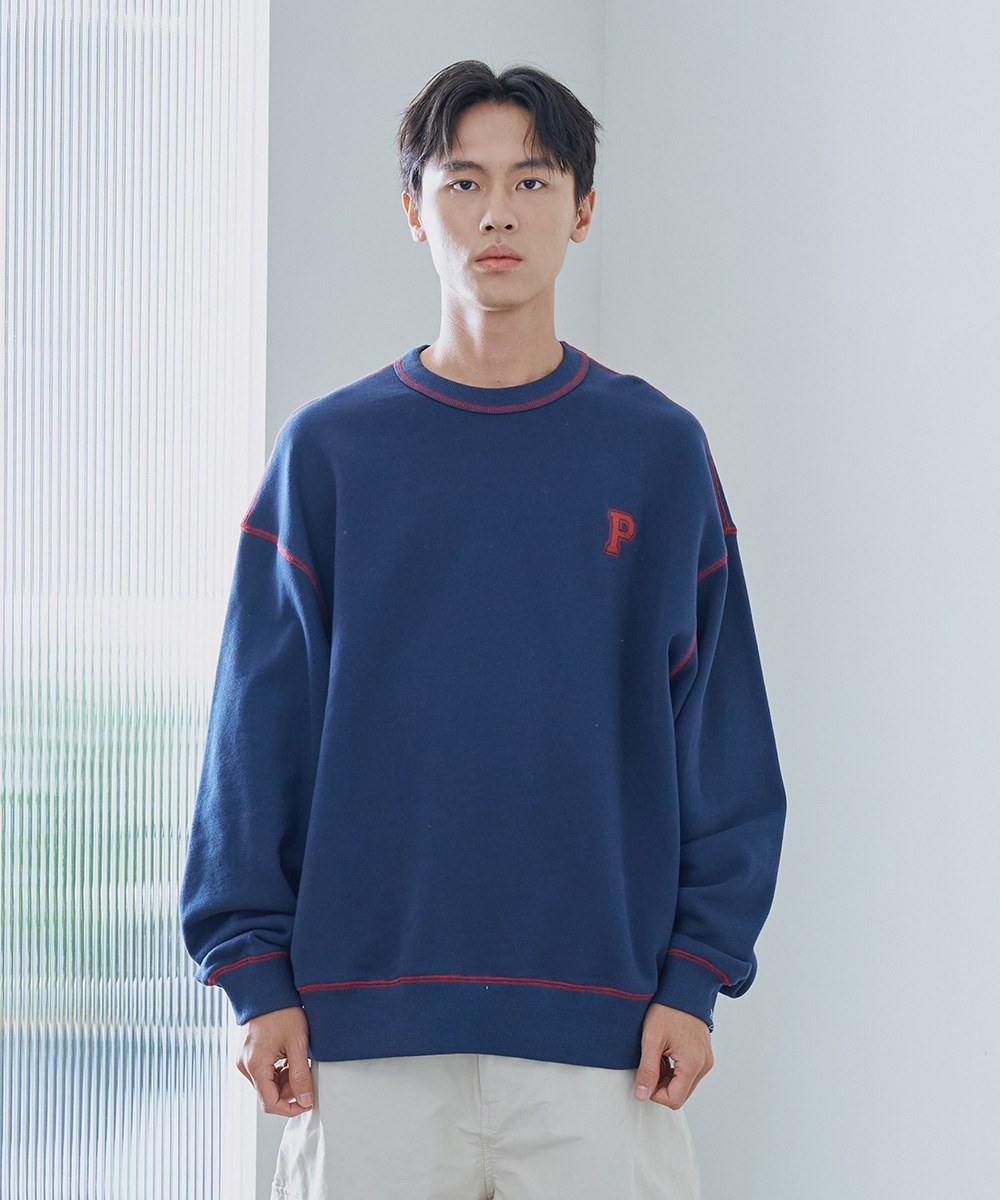 P-logo 撞色車線大學Tee
