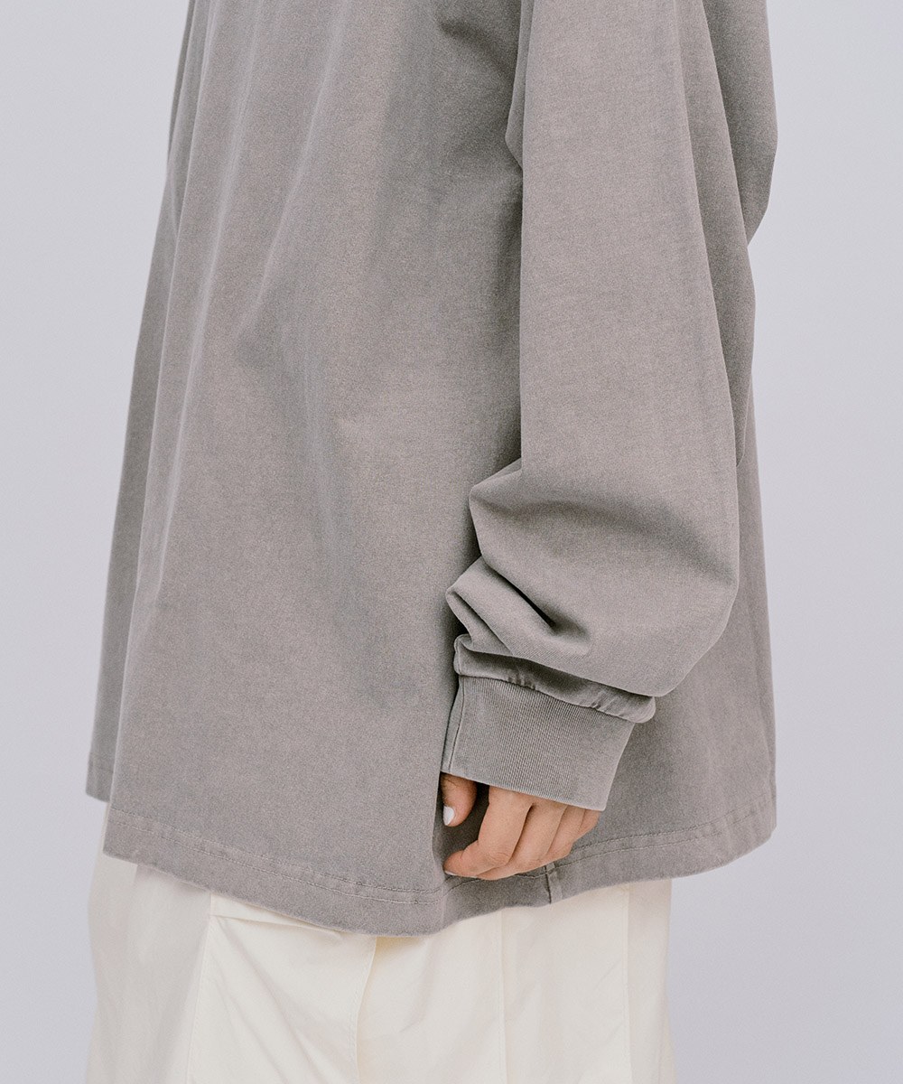 寬版刺繡水洗長袖TEE