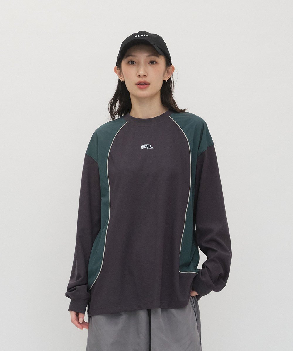 鬆身流線拼接長TEE