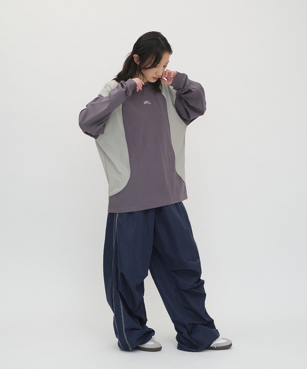 鬆身流線拼接長TEE