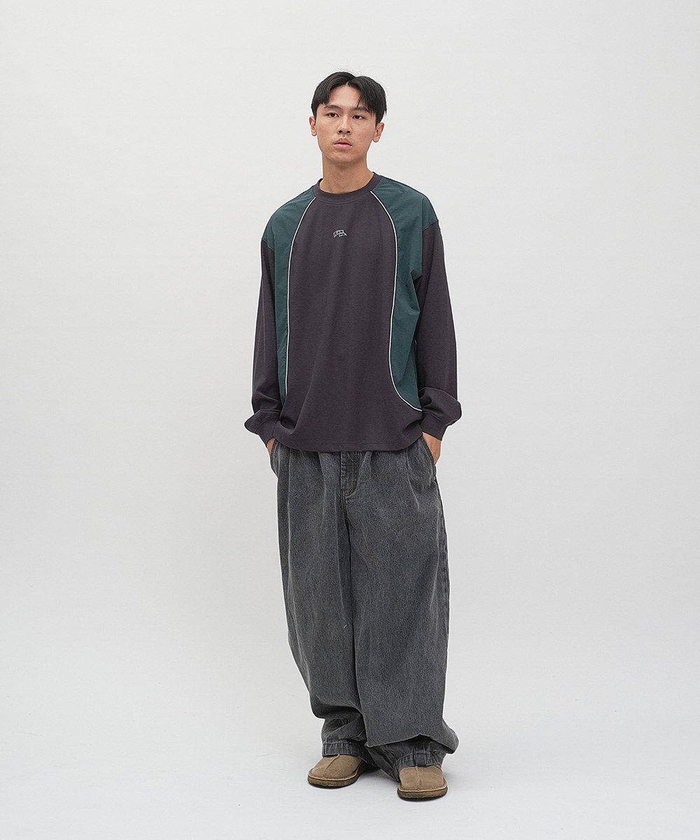 鬆身流線拼接長TEE