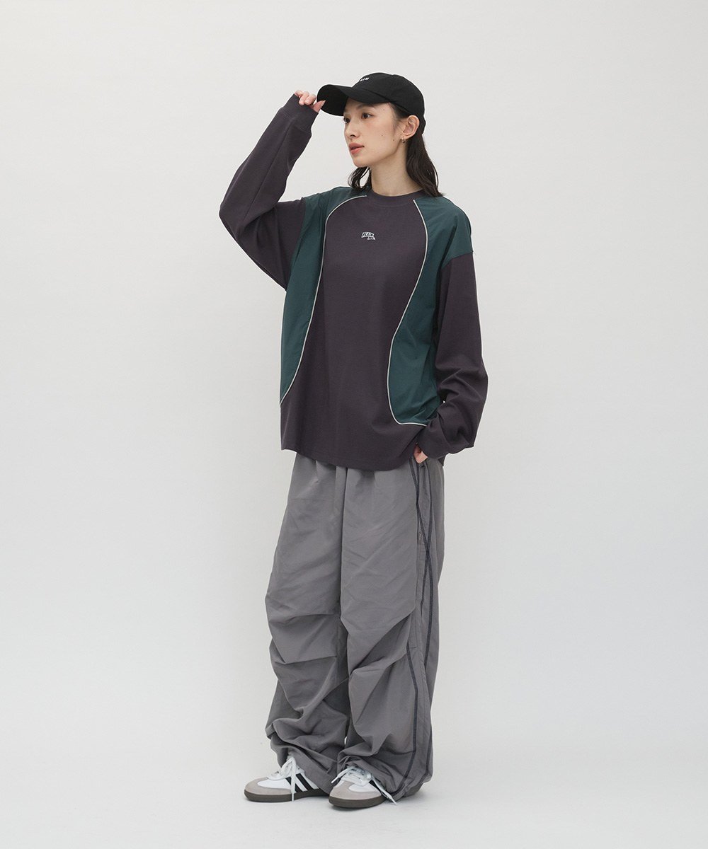 鬆身流線拼接長TEE