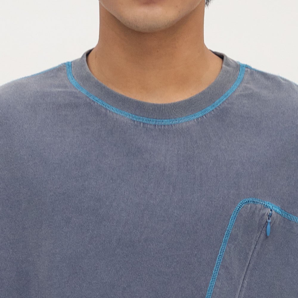 隱形口袋爬線水洗長袖TEE