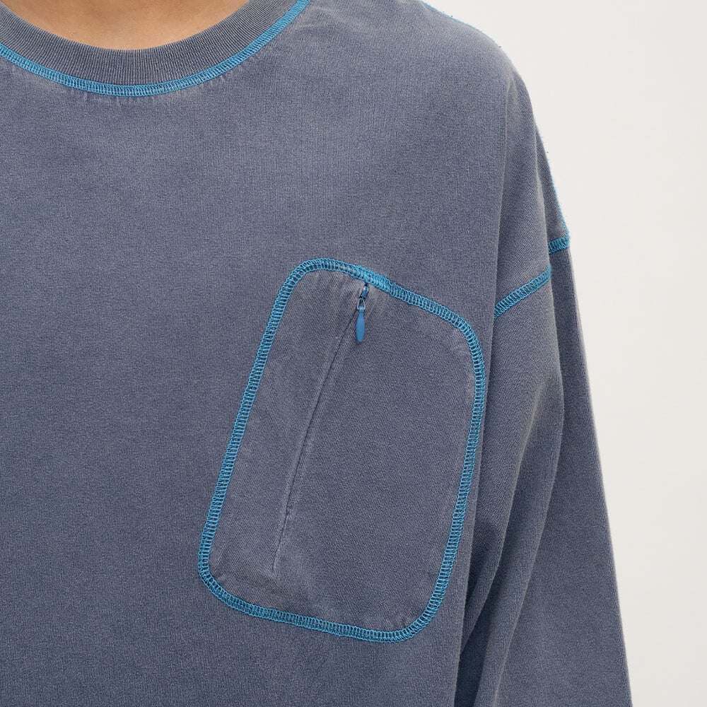 隱形口袋爬線水洗長袖TEE