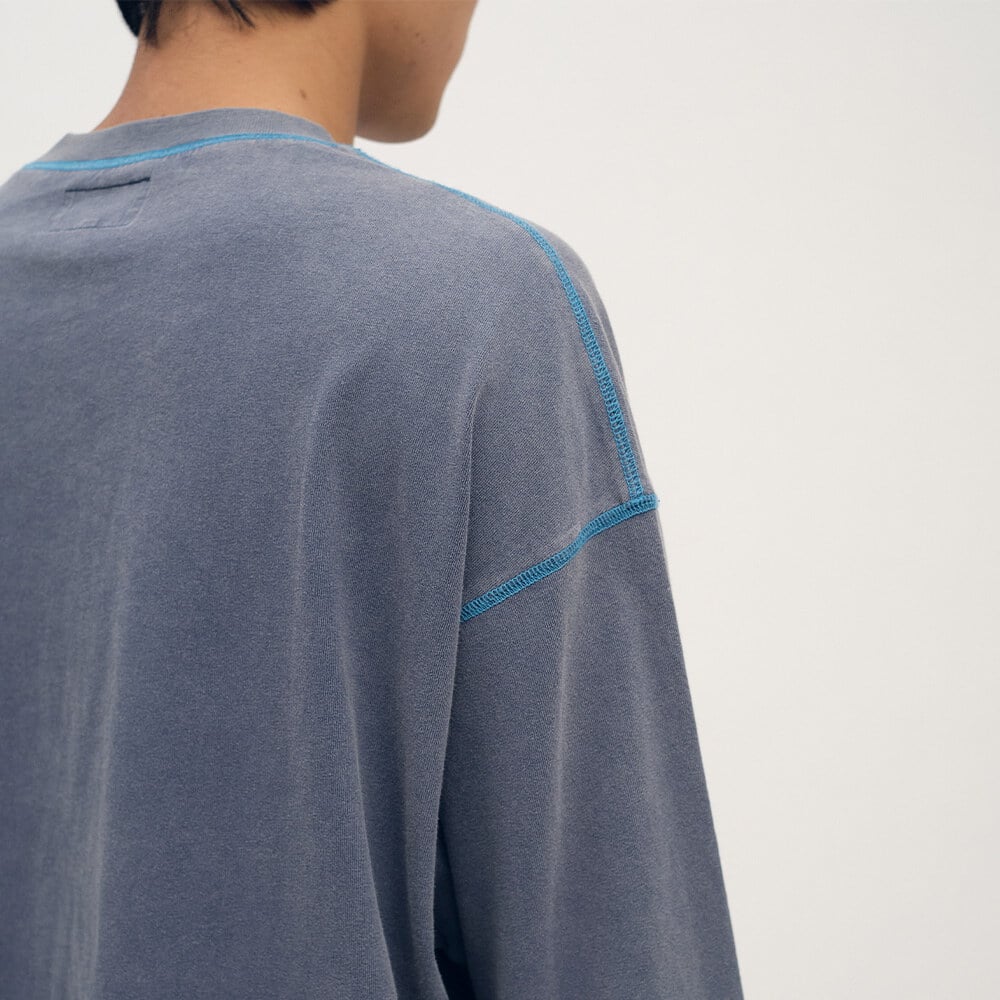 隱形口袋爬線水洗長袖TEE