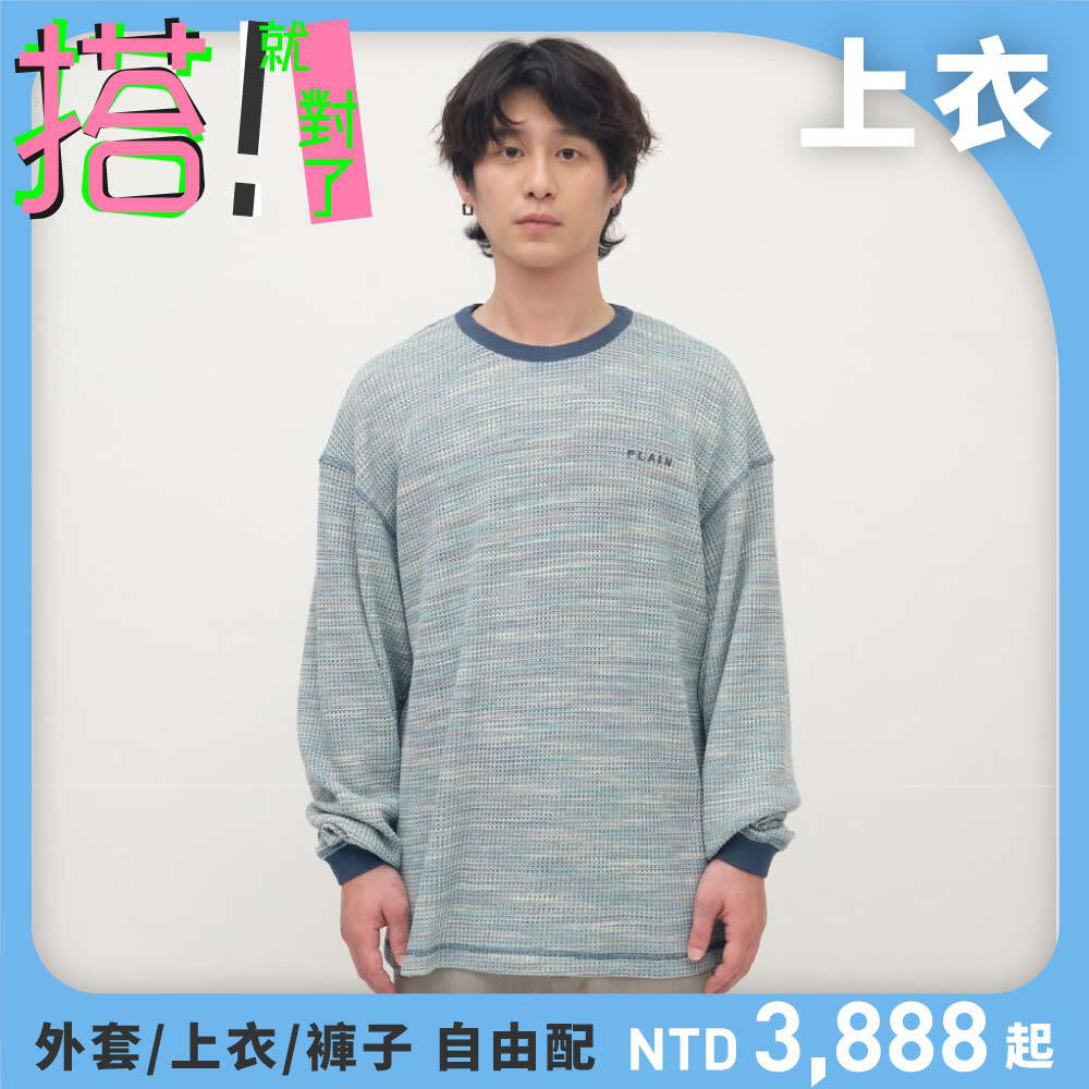 PLAIN刺繡花紗華夫格長TEE