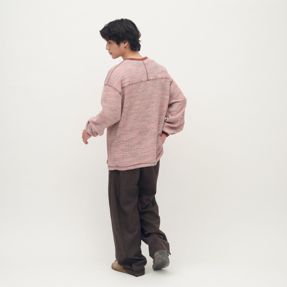 PLAIN刺繡花紗華夫格長TEE